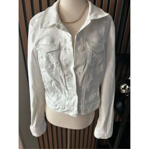 Ann Taylor Jean jacket stretchy comfy size small white